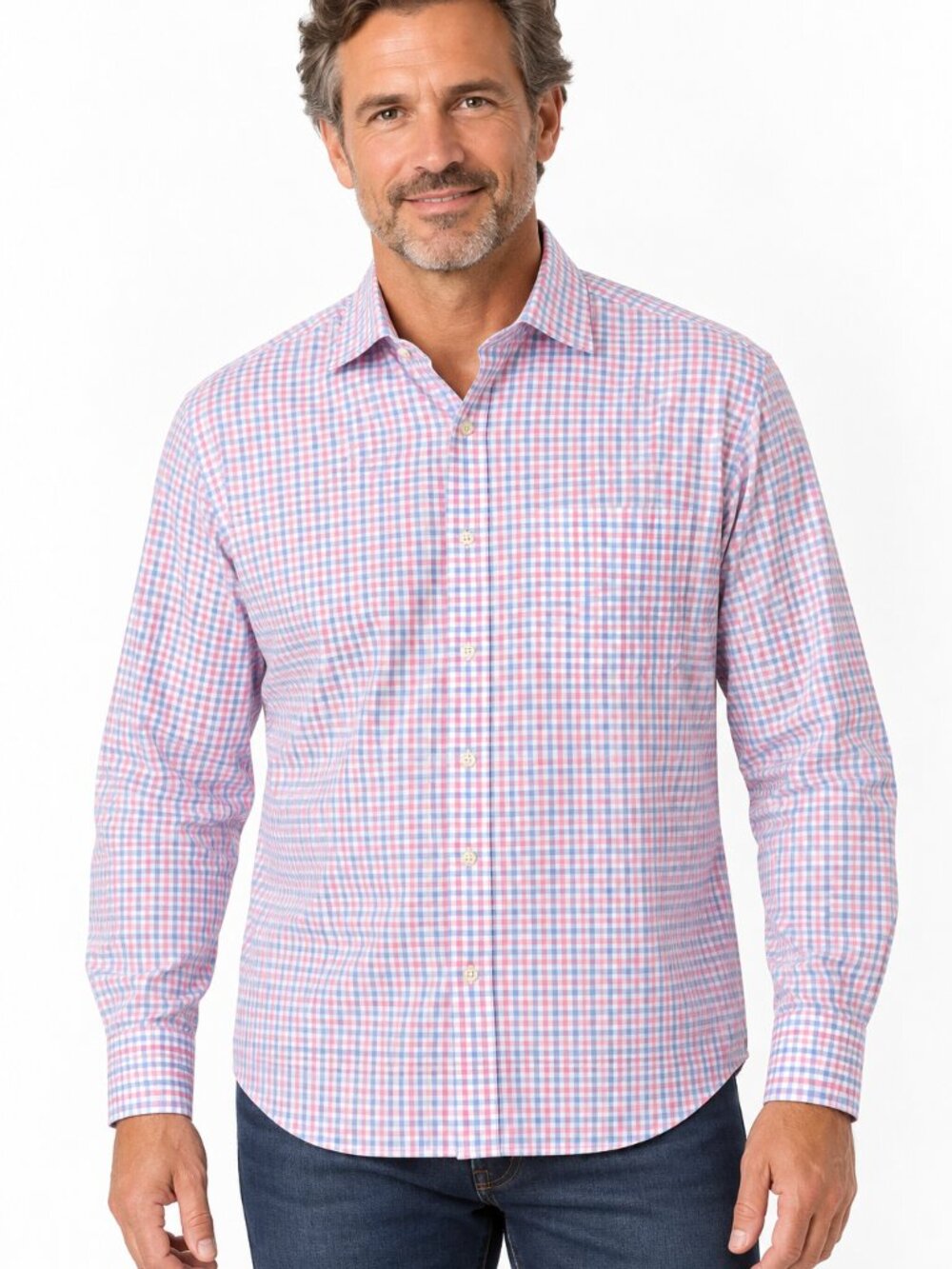 Fresh! Southern Pines Pink & Blue Gingham Button-Down Shirt